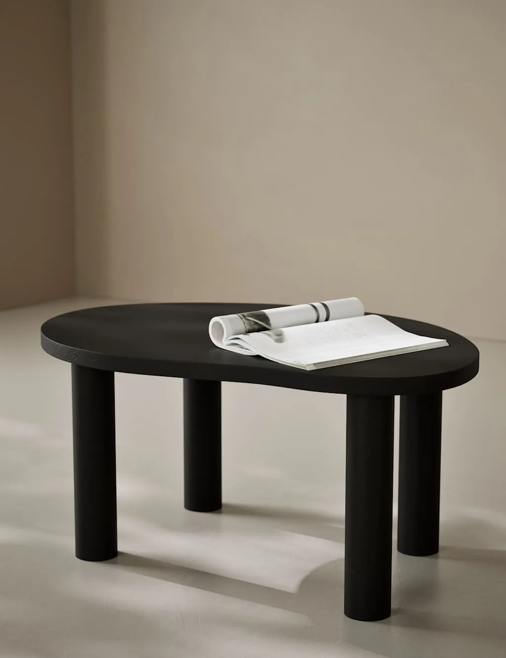 Asymmetrical Coffee Table - Black, Mango Wood