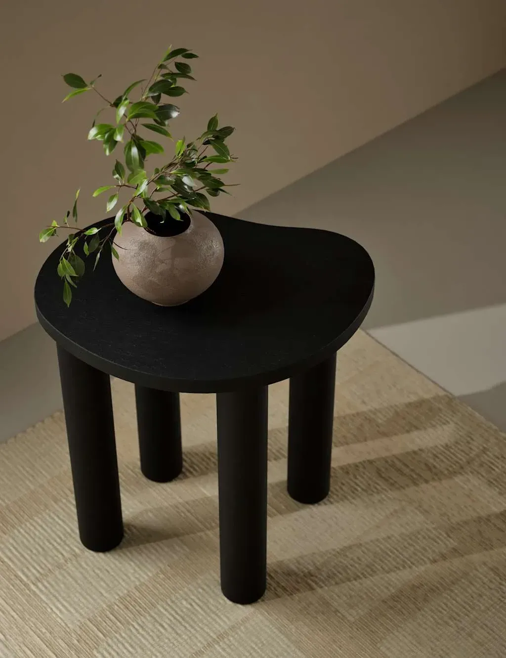 Asymmetrical Side Table - Black, Mango Wood image