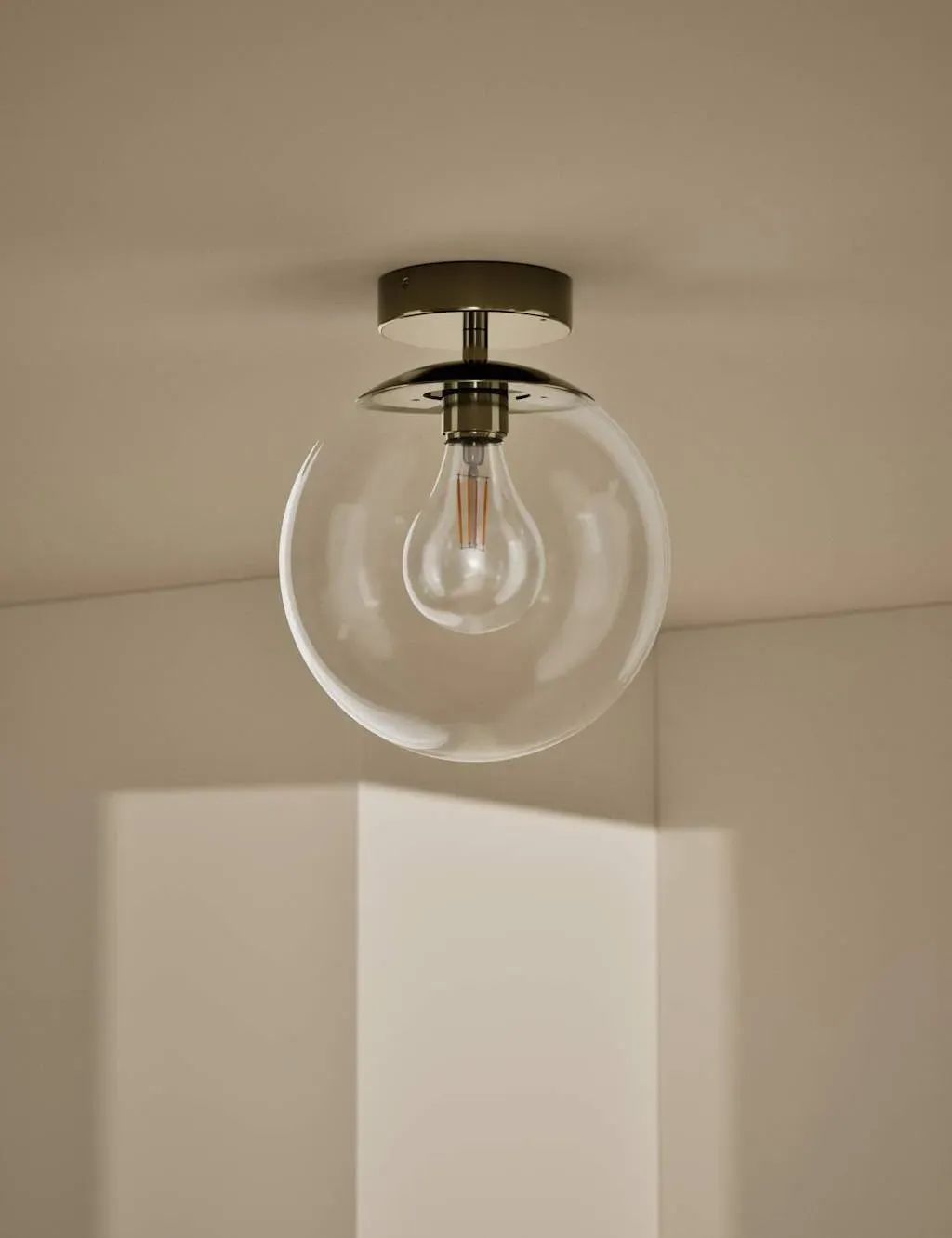 Aurora Flush Ceiling Light - Brass, Glass image