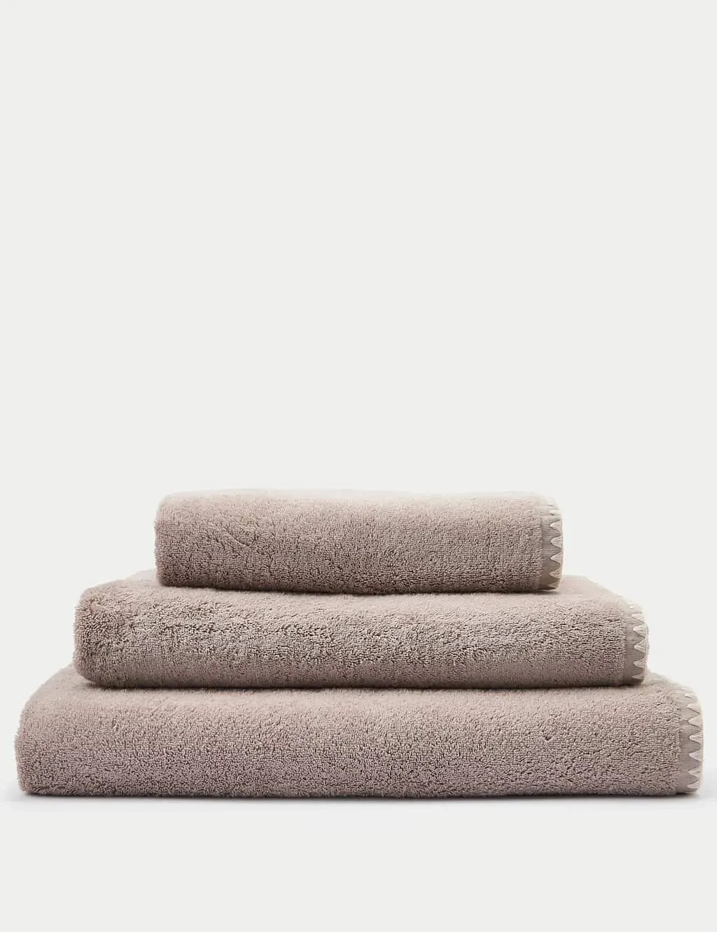 Bath Towel with Blanket Stitch Trim - Neutral Mix, Cotton