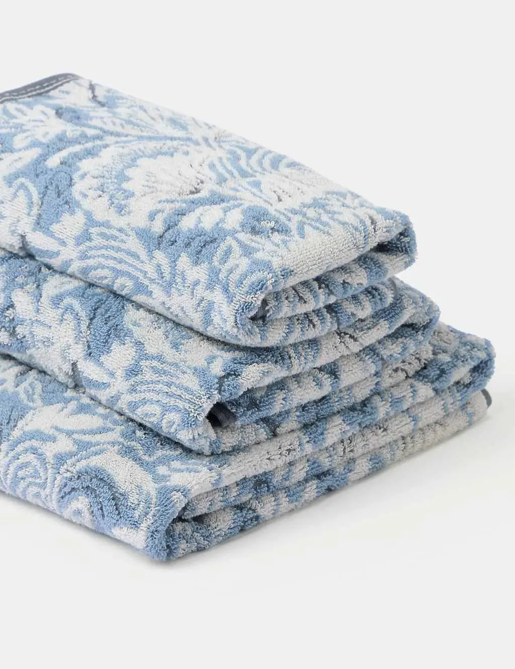 Bath Towel with Floral Design - Blue Mix, Cotton