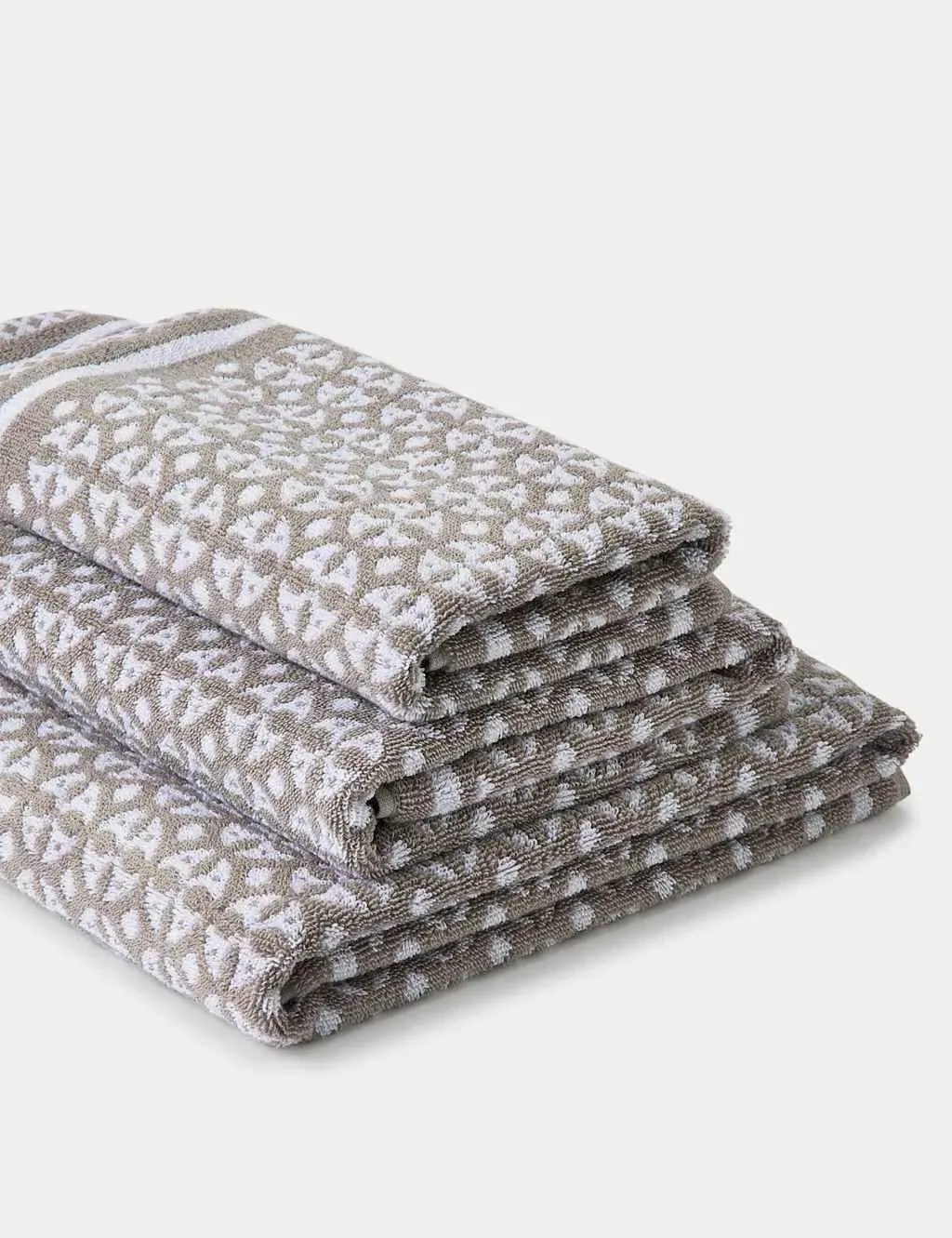 Bath Towel with Geometric Circle Design - Grey, Cotton