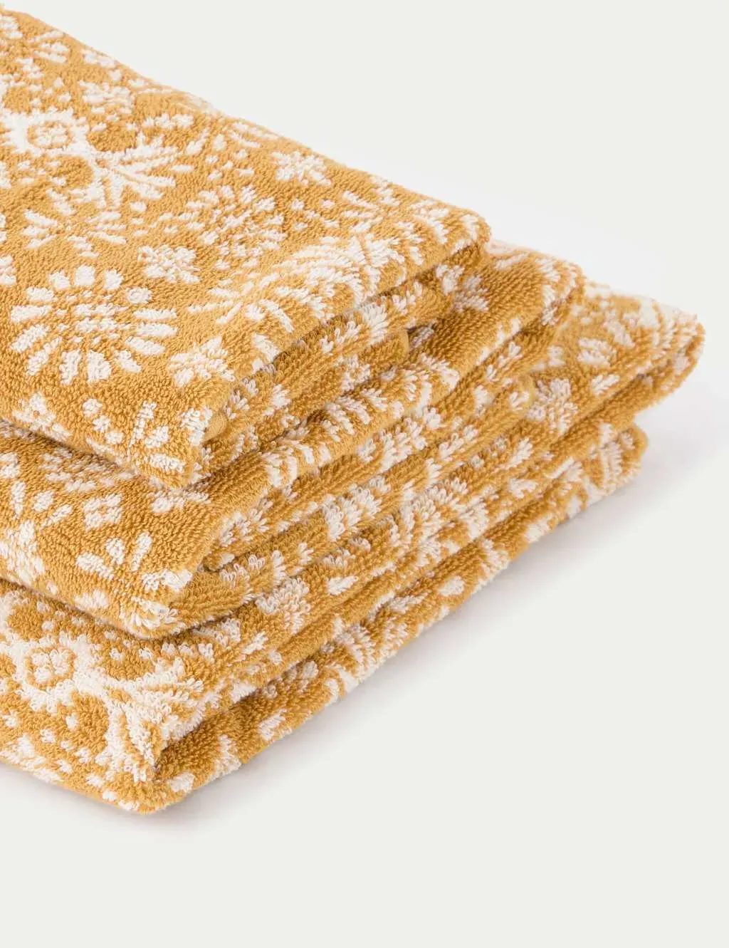 Bath Towel with Geometric Tile Pattern - Ochre Mix, Cotton