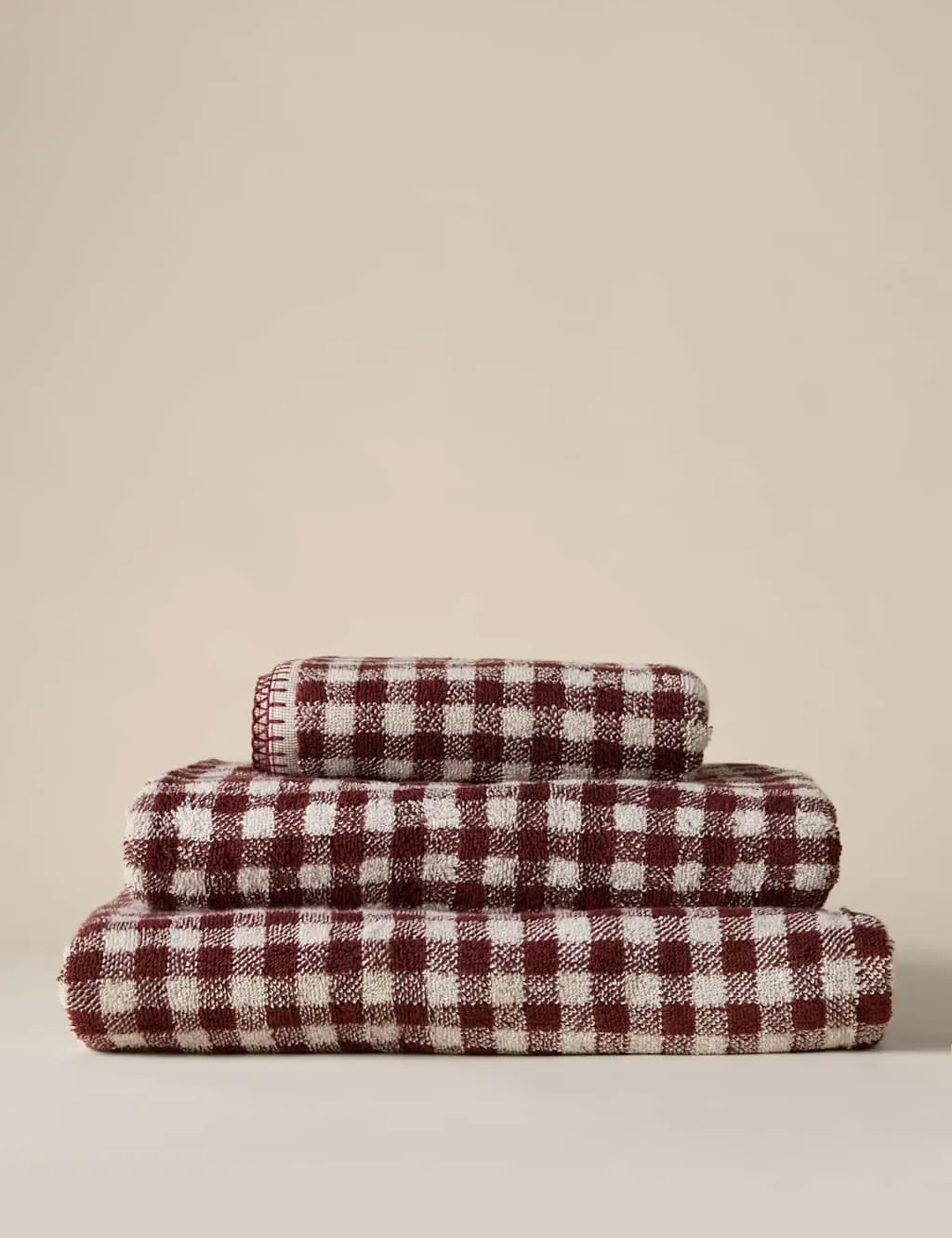 Bath Towel with Gingham Design - Blue Mix, Cotton