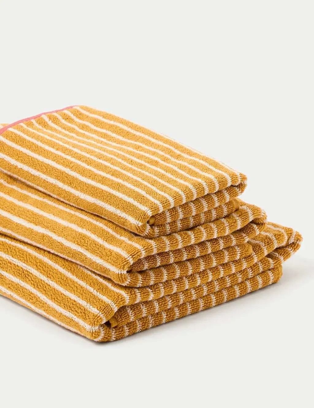 Bath Towel with Modern Stripes - Ochre, Cotton