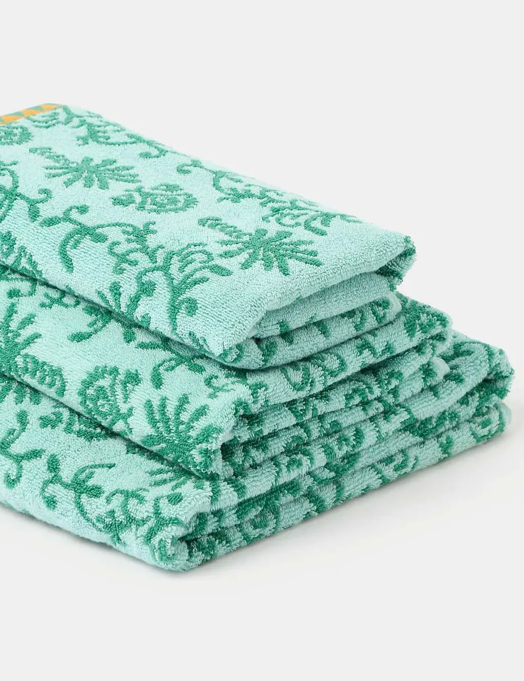 Bath Towel with Palm Design - Light Turquoise, Cotton