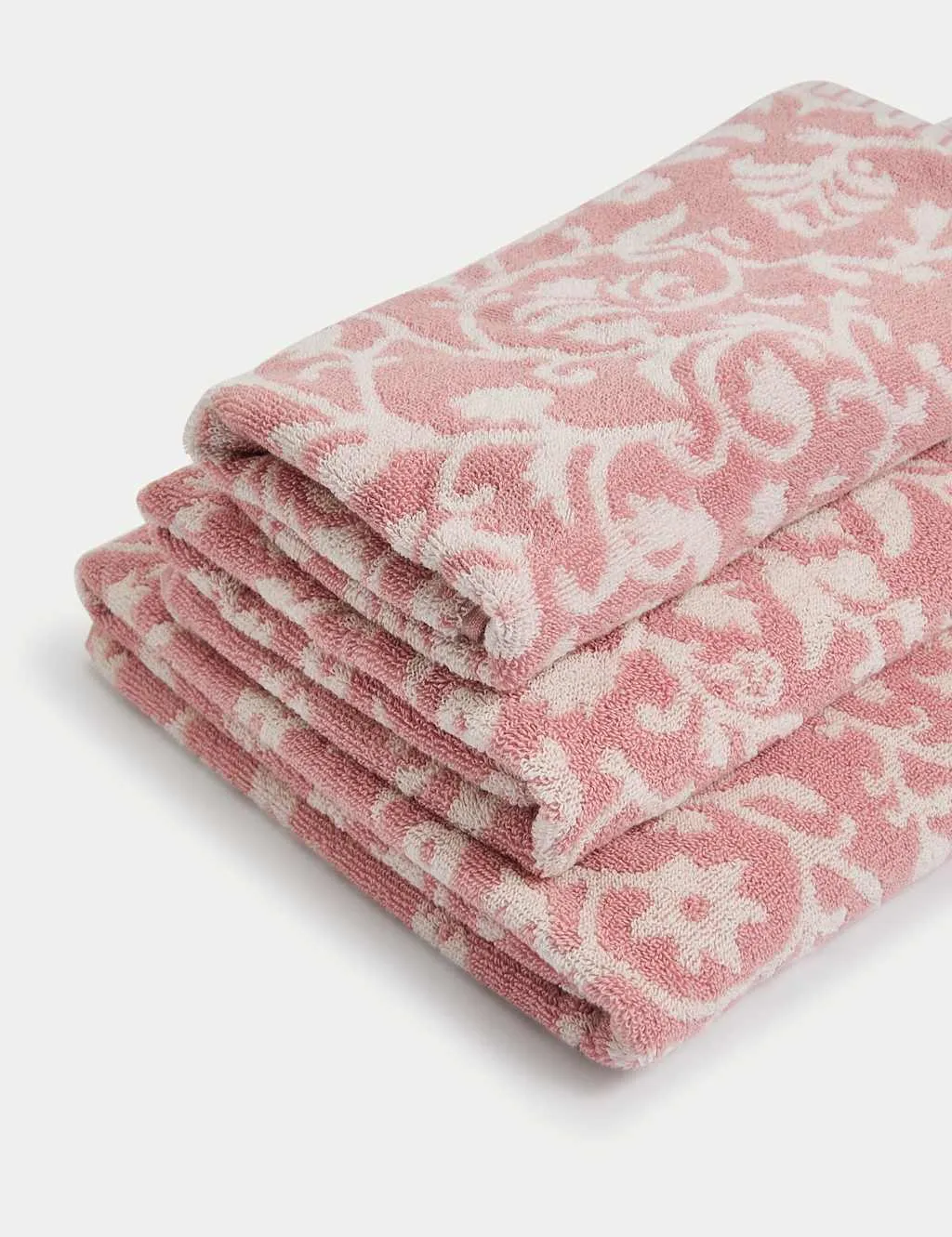 Bath Towel with Woodblock Floral - Pink Mix, Cotton