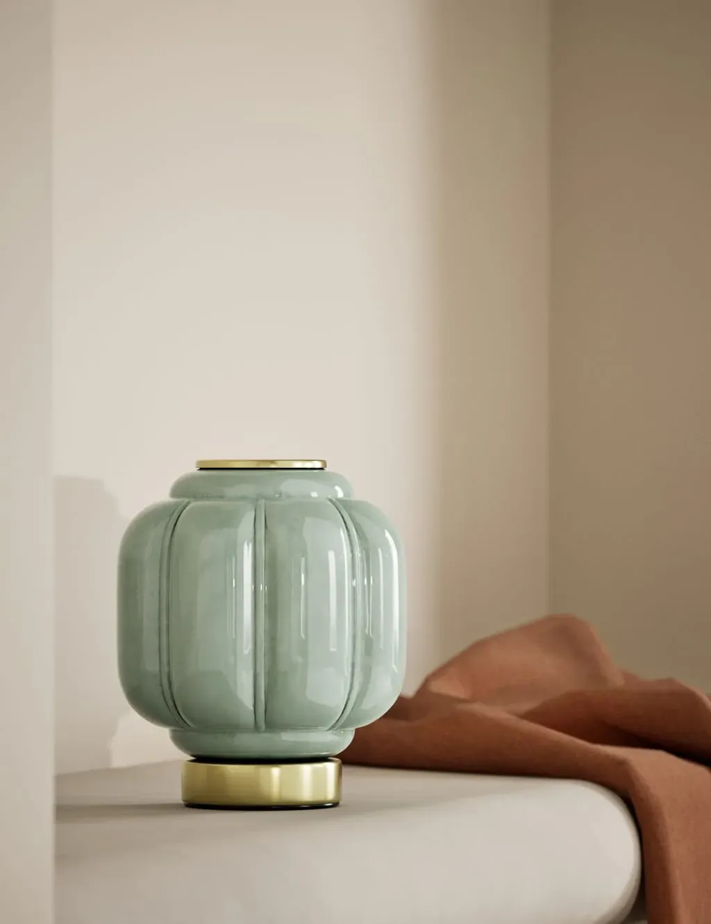Battery Table Lamp with Glass Shade - Green