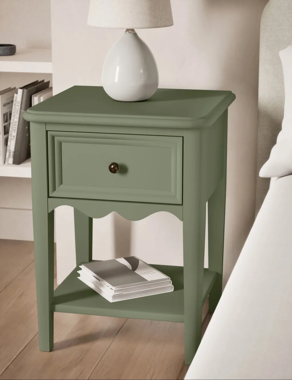 Bedside Table with Drawer - Sage, Painted Wood image