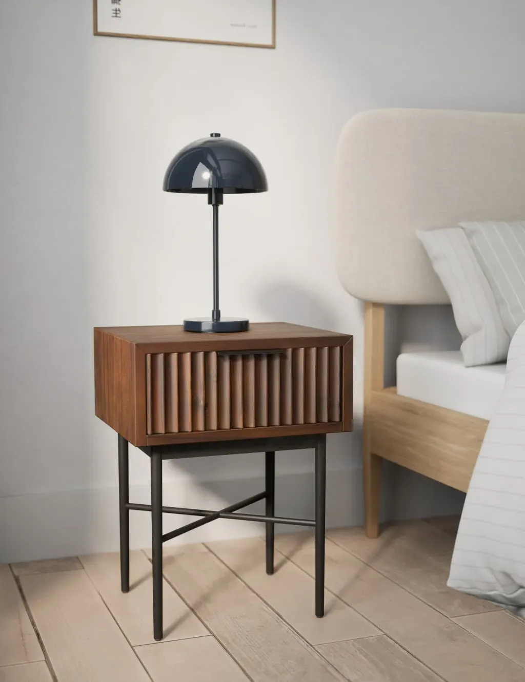 Bedside Table with Drawer - Walnut, Acacia image