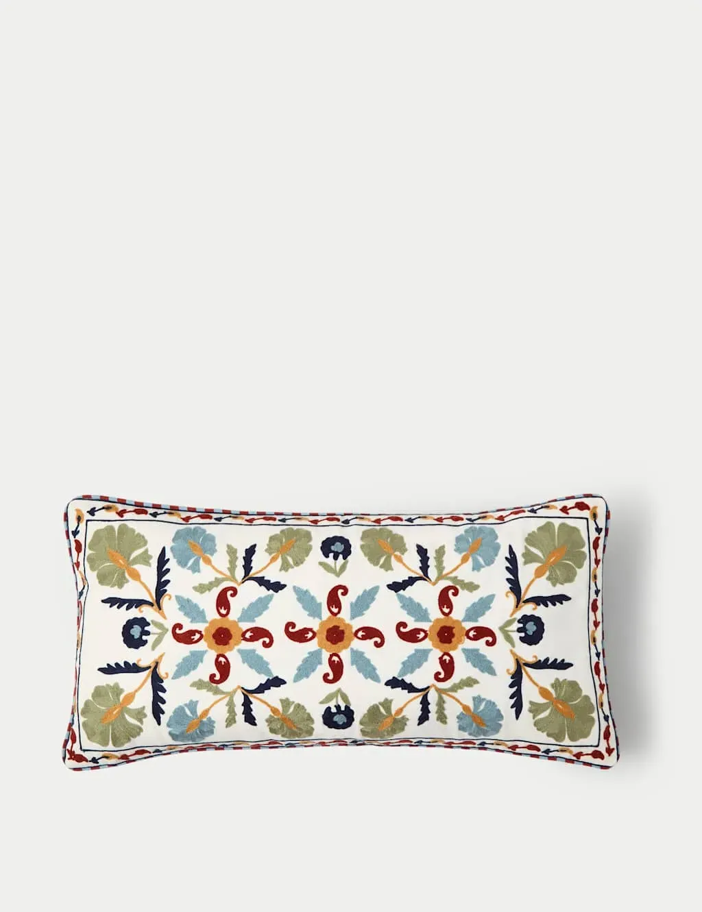 Bolster Cushion Embroidered Floral - Ivory Mix image
