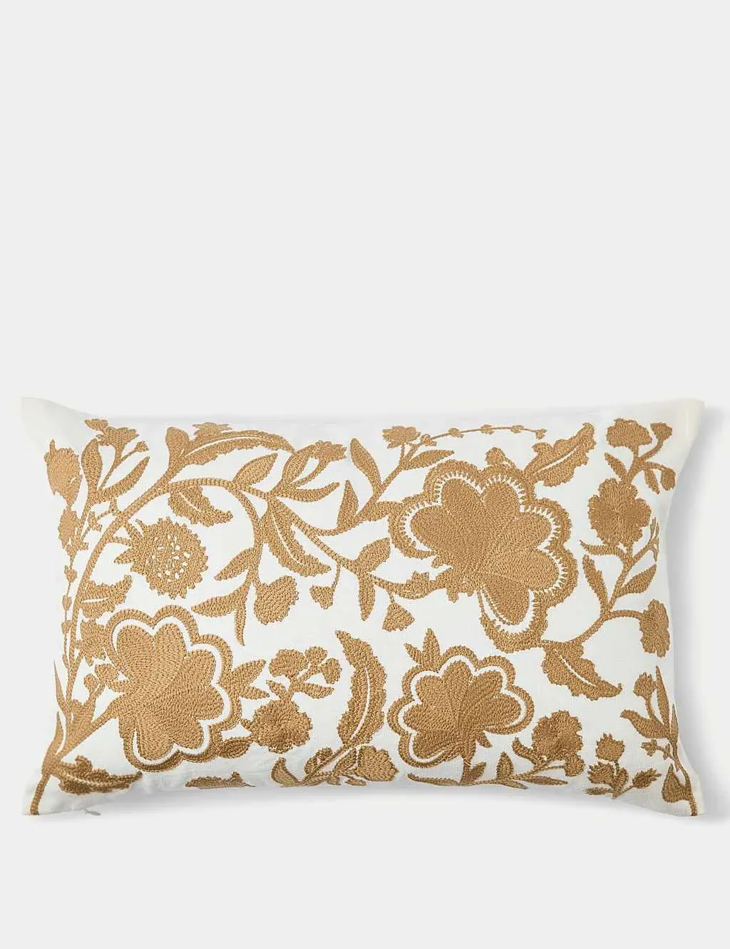 Bolster Cushion with Embroidery - Gold Mix, Linen image
