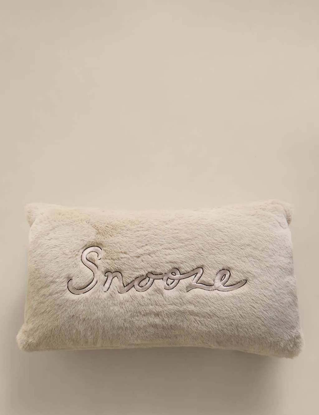 Bolster Cushion with Pockets - Neutral, Faux Fur