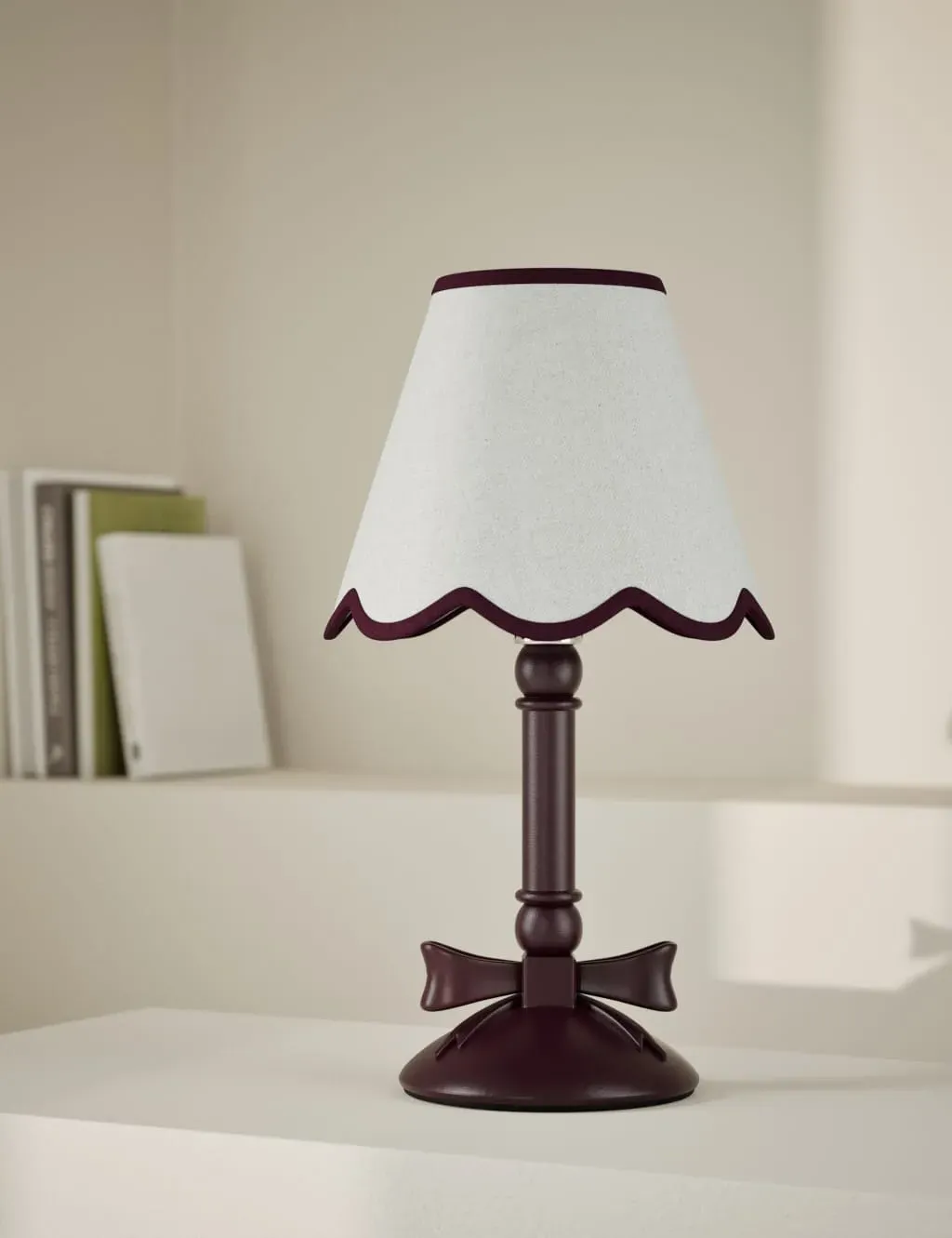 Bow Table Lamp with Fabric Shade - Red, Fabric