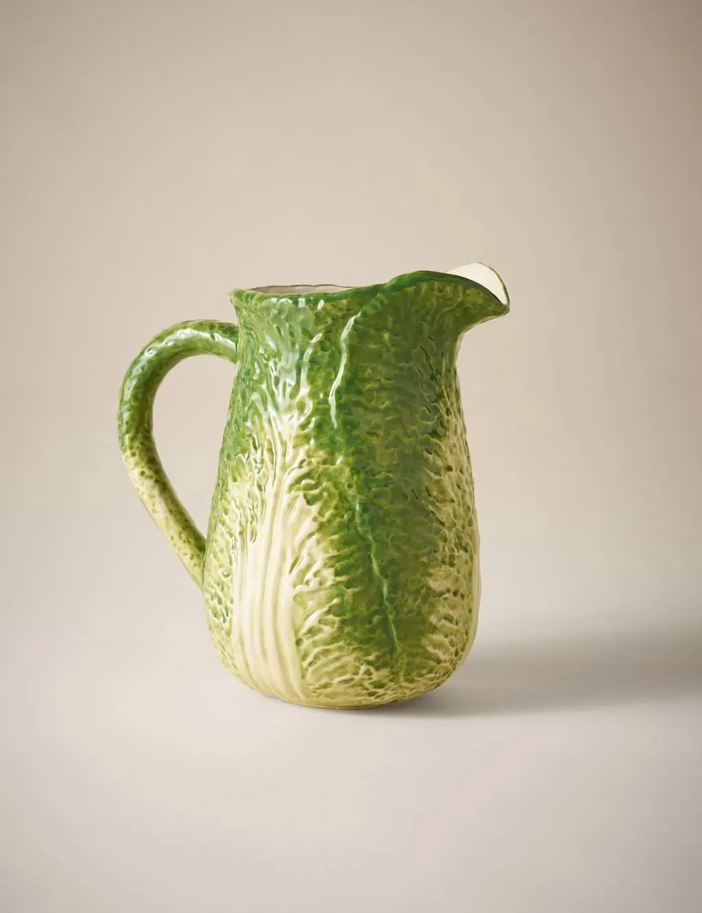 Cabbage Jug with Textured Design - Green, Stoneware image