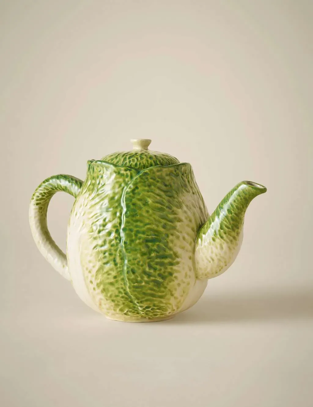 Cabbage Teapot with Textured Design - Green, Stoneware