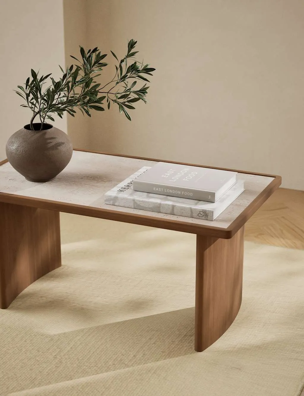 Coffee Table with Curved Base - Chestnut, Wood