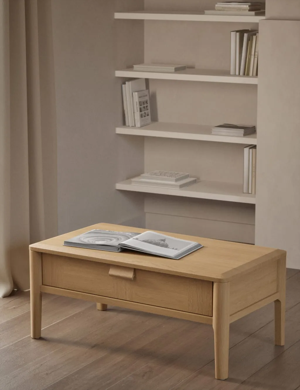 Compact Coffee Table with Drawer - Oak, Oak