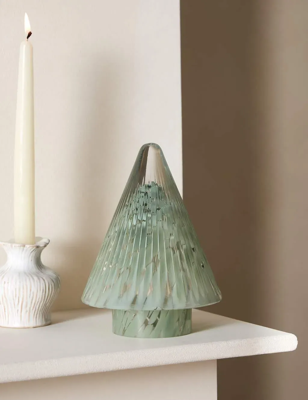 Conical Tree Room Decoration - Green, Glass
