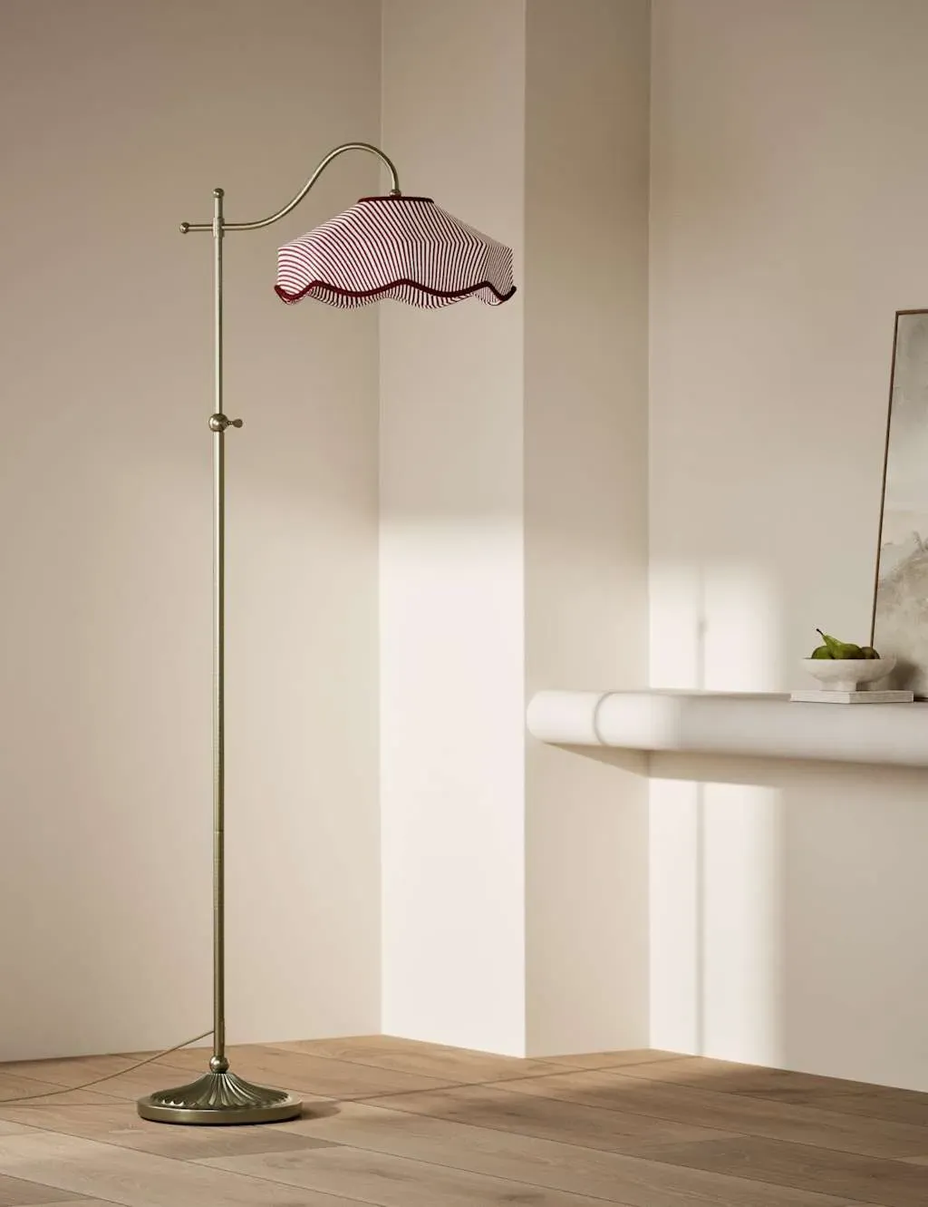 Curved Arm Floor Lamp - Antique Brass, Metal image