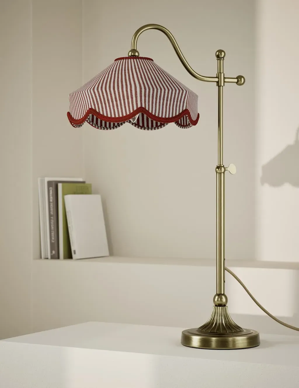 Curved Arm Table Lamp - Antique Brass, Metal image