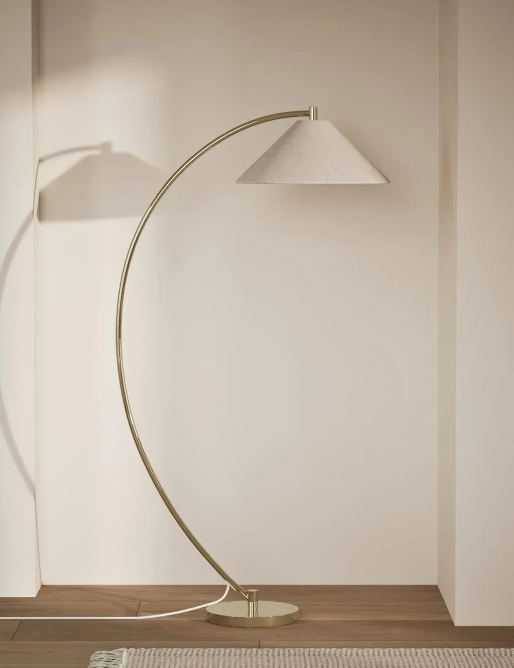 Curved Floor Lamp - Antique Brass, Metal image