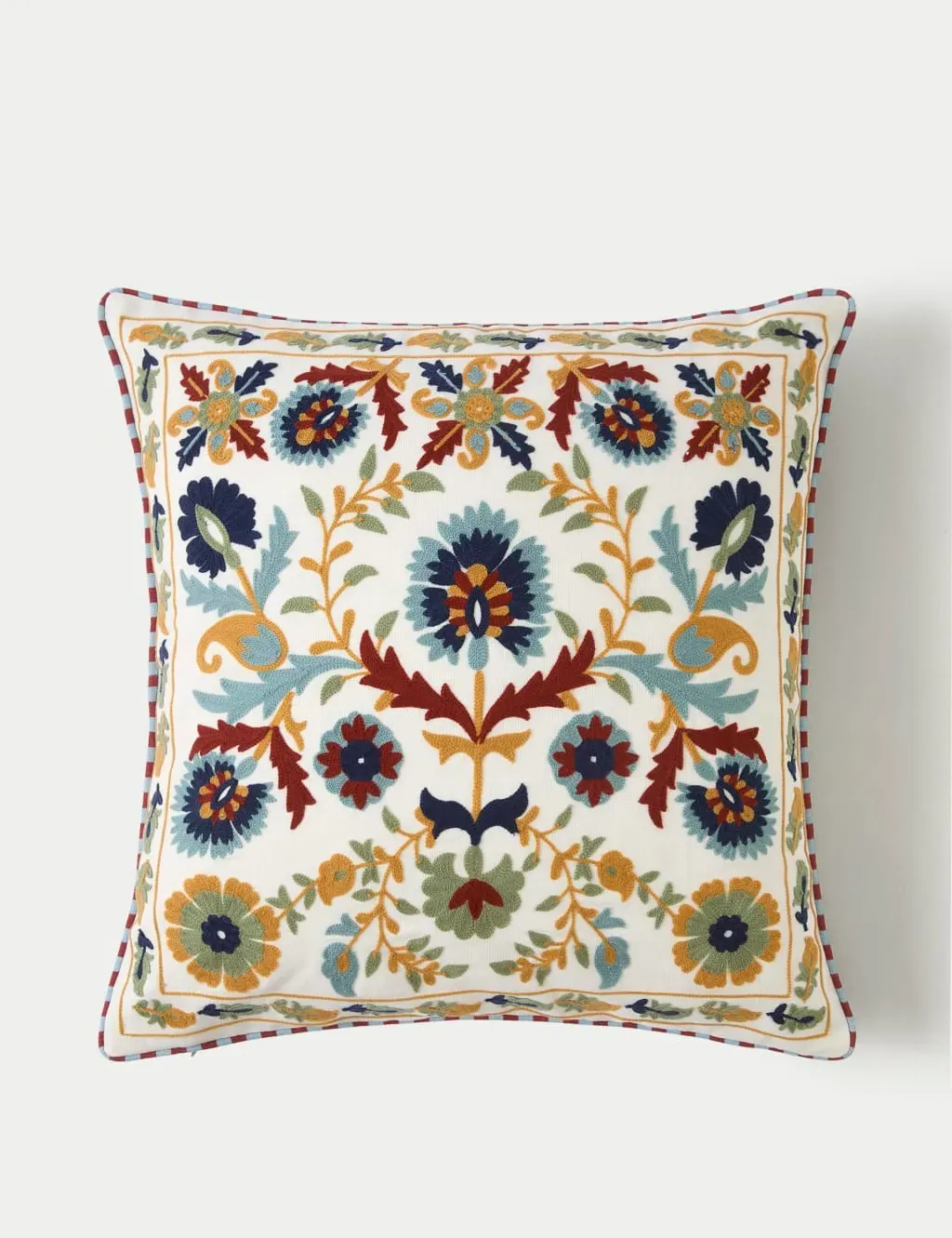 Cushion Floral Embroidered - Ivory Mix, Cotton