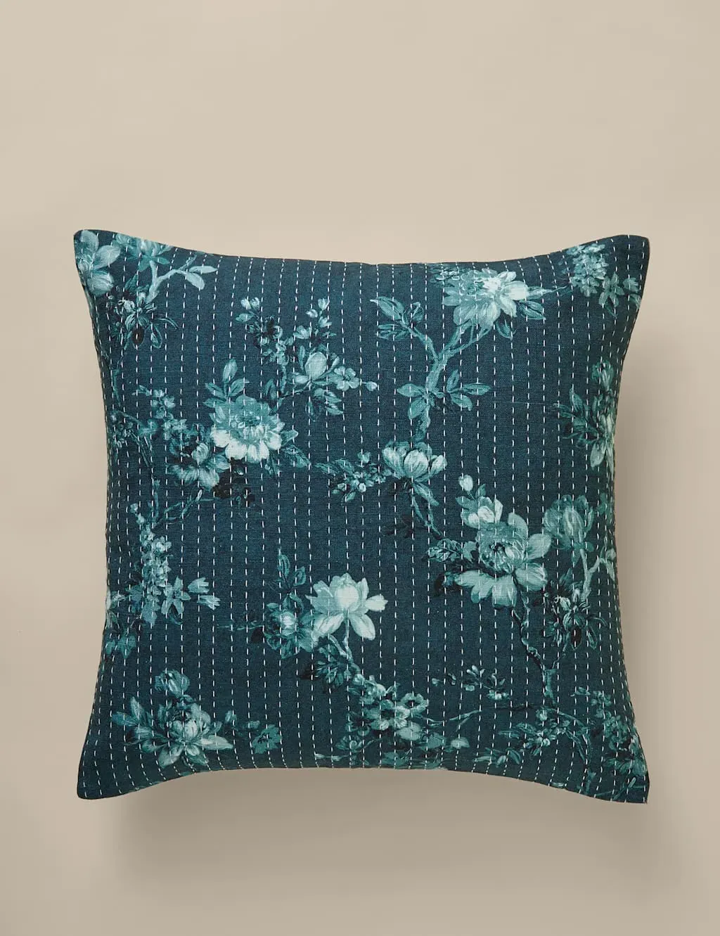 Cushion with Kantha Stitch - Navy, Cotton image