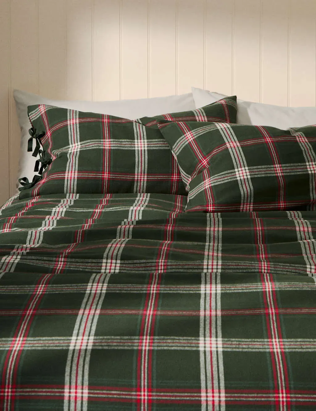 Double Bedding Set Checked - Green, Cotton