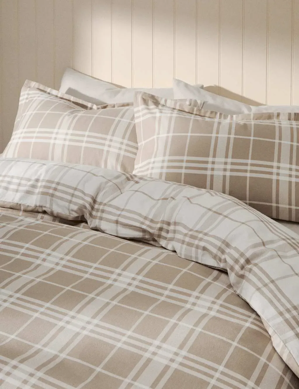 Double Bedding Set Checked - Natural, Cotton