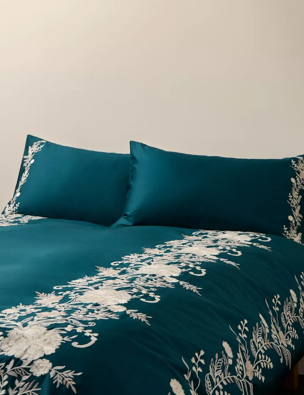Double Bedding Set Embroidered - Blue, Cotton