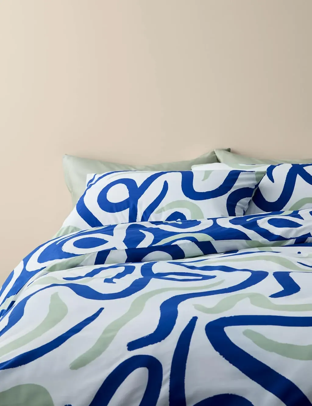 Double Bedding Set Modern Lines - Cobalt, Cotton
