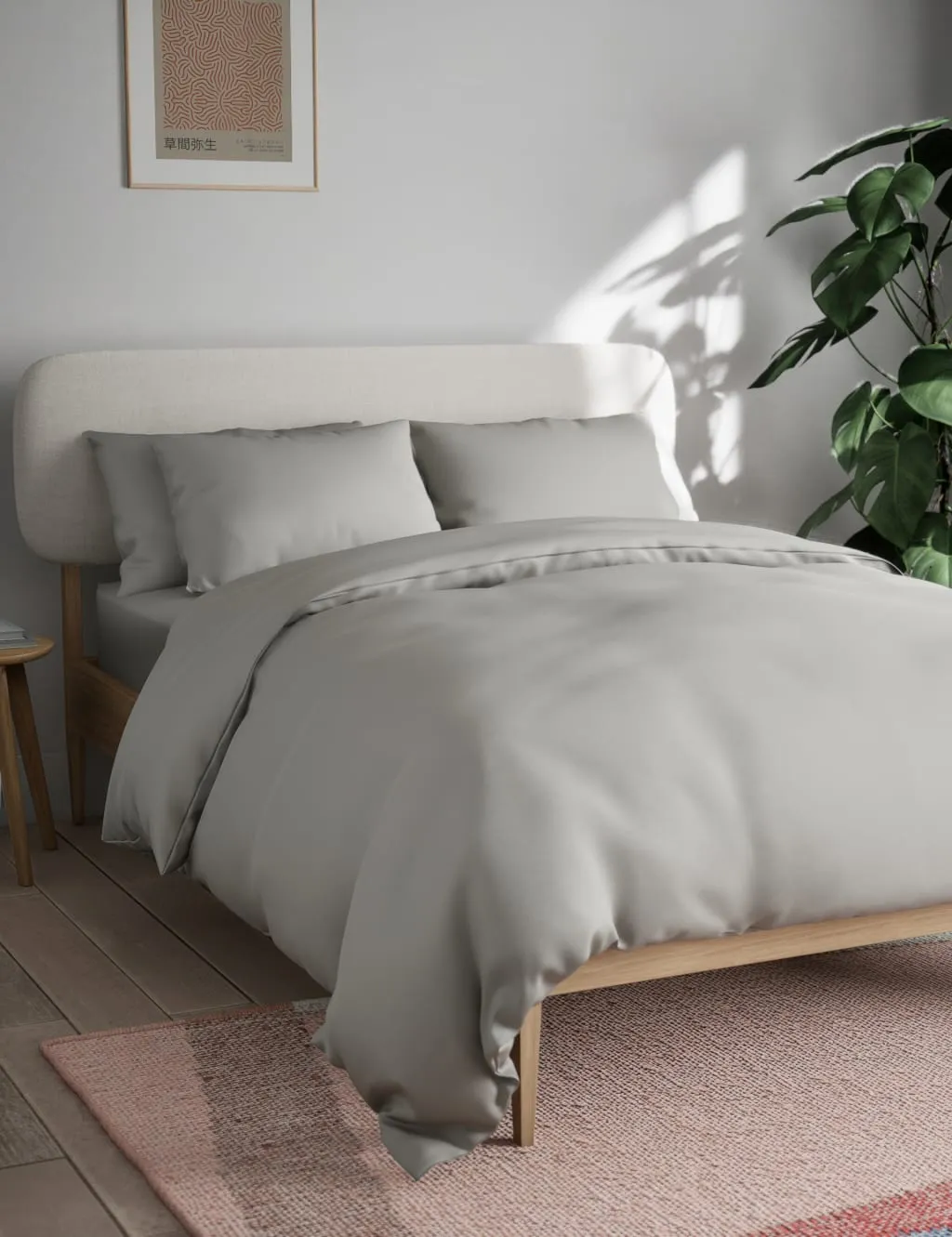 Double Bedding Set Non Iron - Silver Grey, Cotton