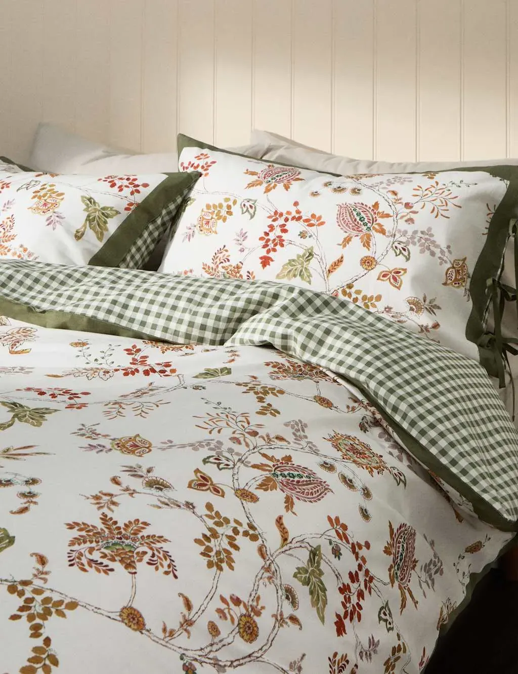 Double Bedding Set Trailing Leaves - Natural, Cotton