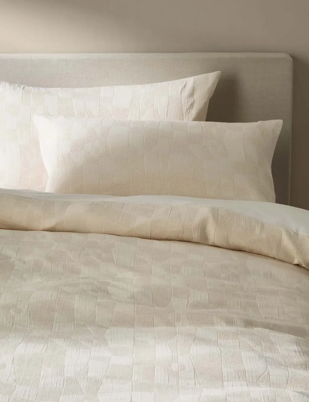 Double Bedding Set Waffle Abstract - White, Cotton