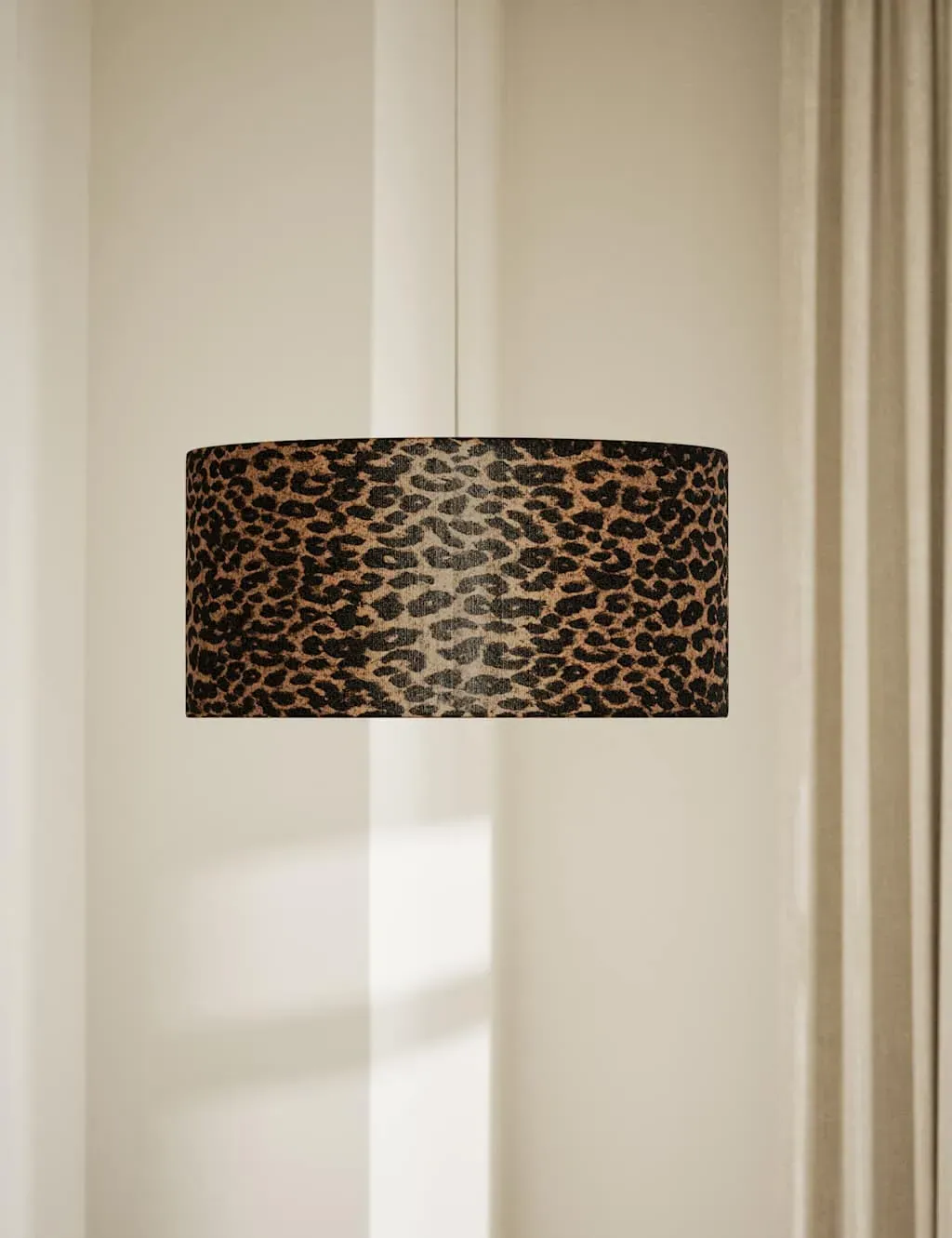 Drum Lampshade Leopard Print - Black, Velvet image