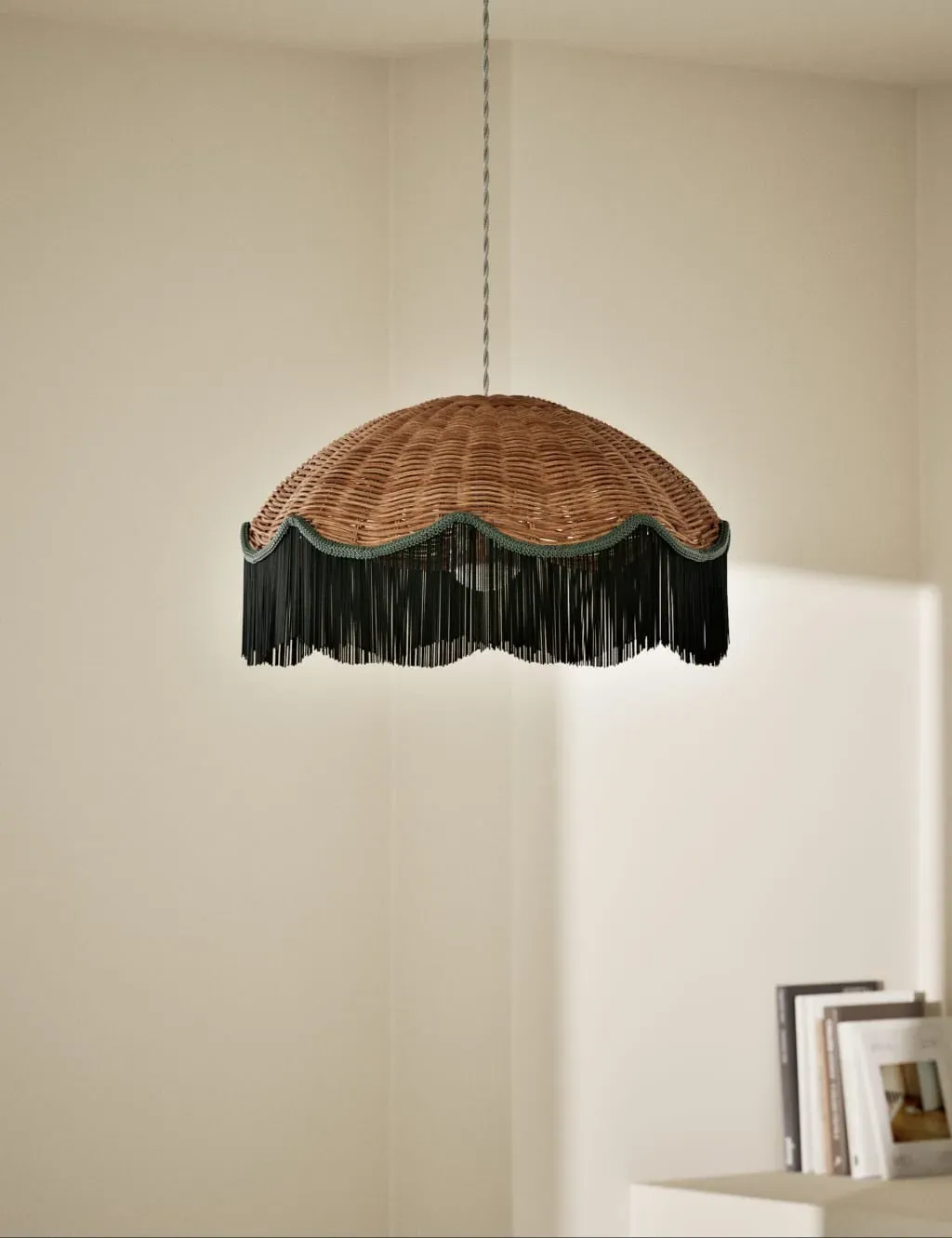 Easy Fit Lamp Shade with Tassels - Brown, Wicker image