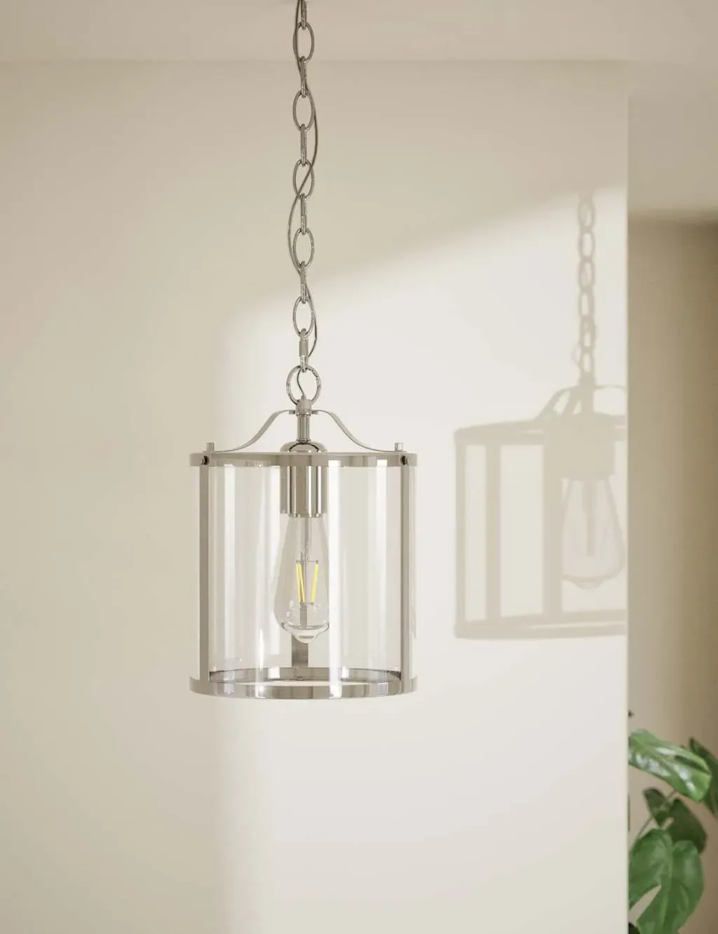Elizabeth Lantern Pendant Light - Chrome, Glass