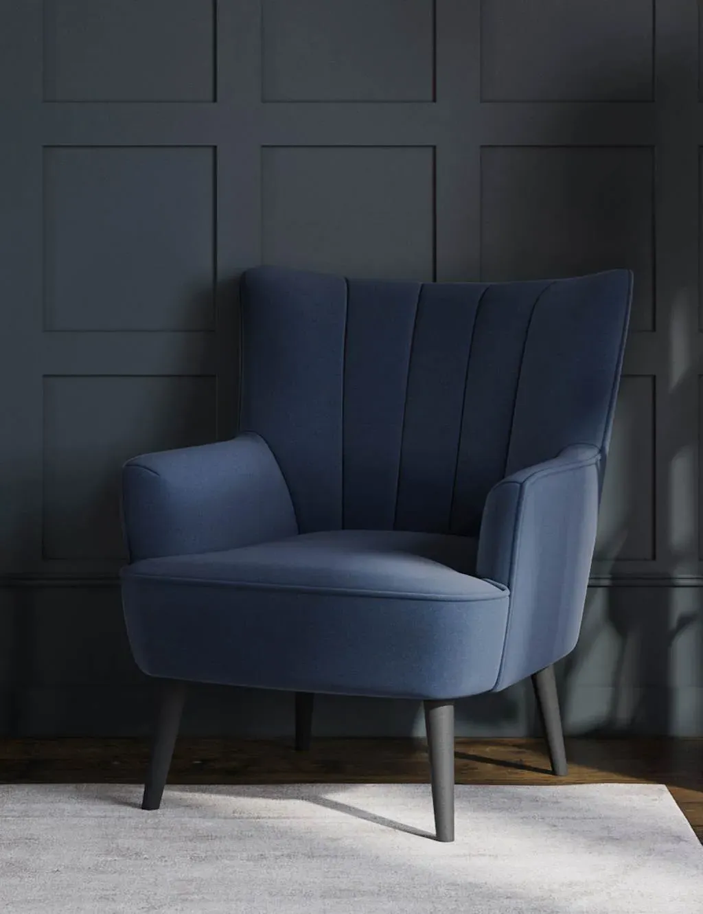 Evie Accent Armchair - Midnight Navy, Fabric image