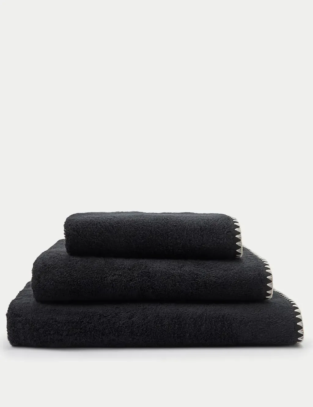 Extra Large Blanket Stitch Towel - Green Mix, Cotton