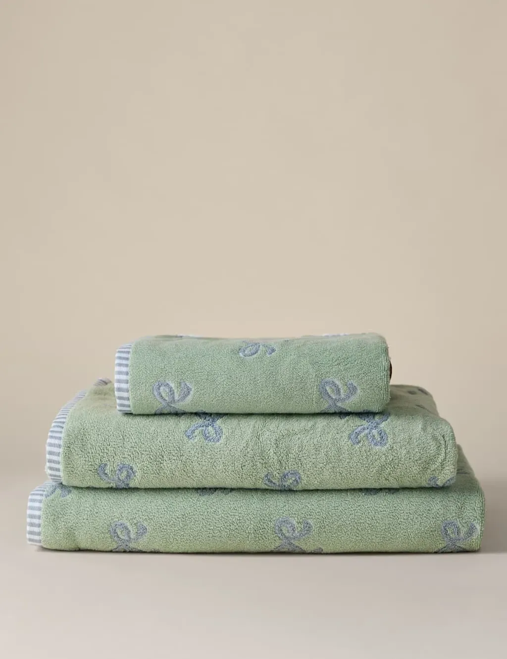 Extra Large Bow Towel - Soft Green, Cotton