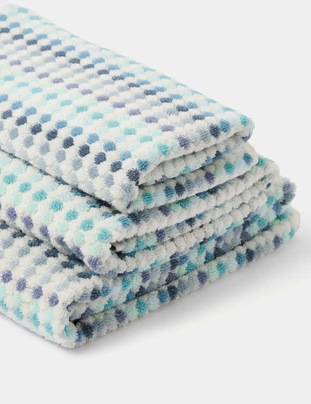 Extra Large Spotty Striped Towel - Blue Mix, Cotton