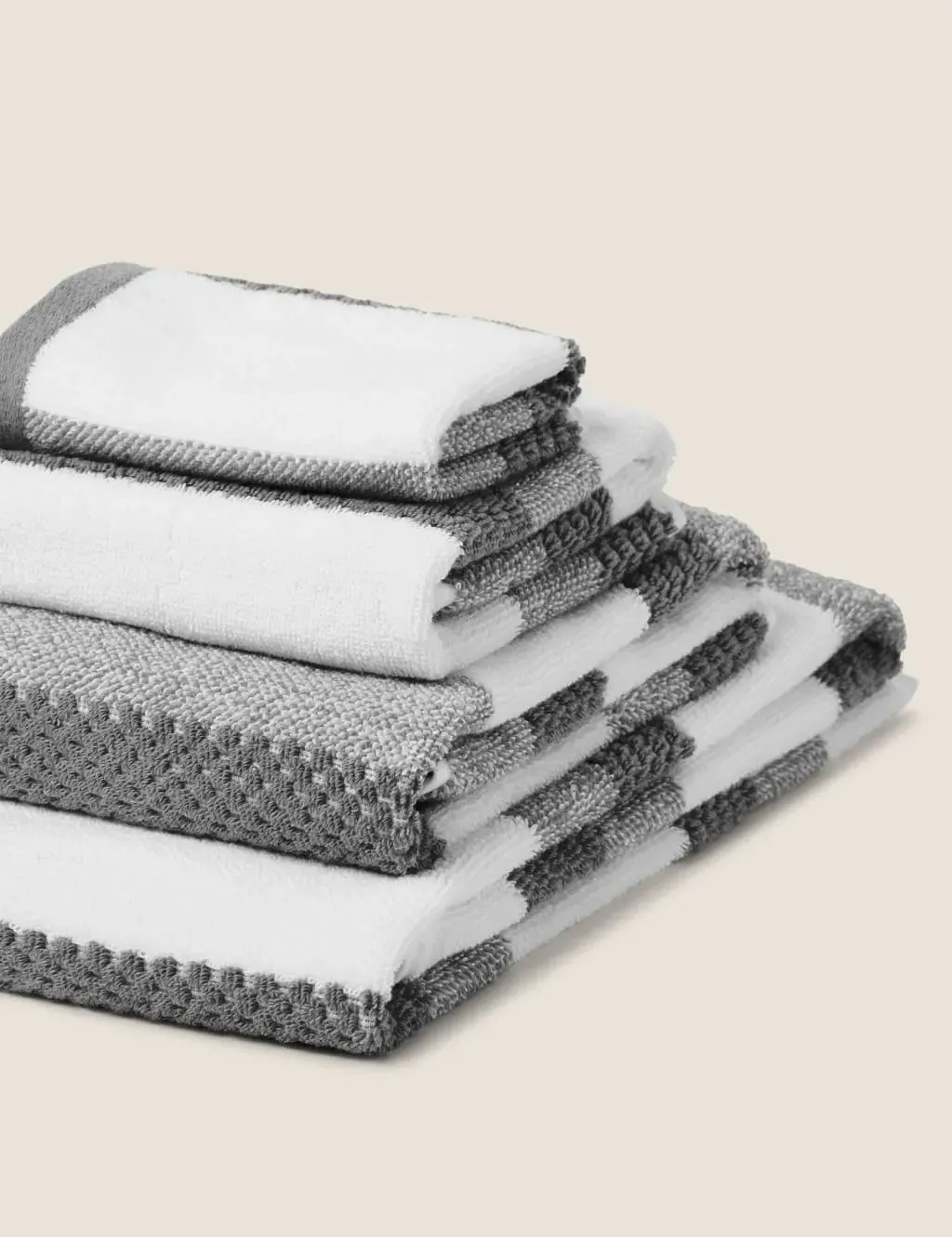 Extra Large Striped Textured Towel - Charcoal, Cotton