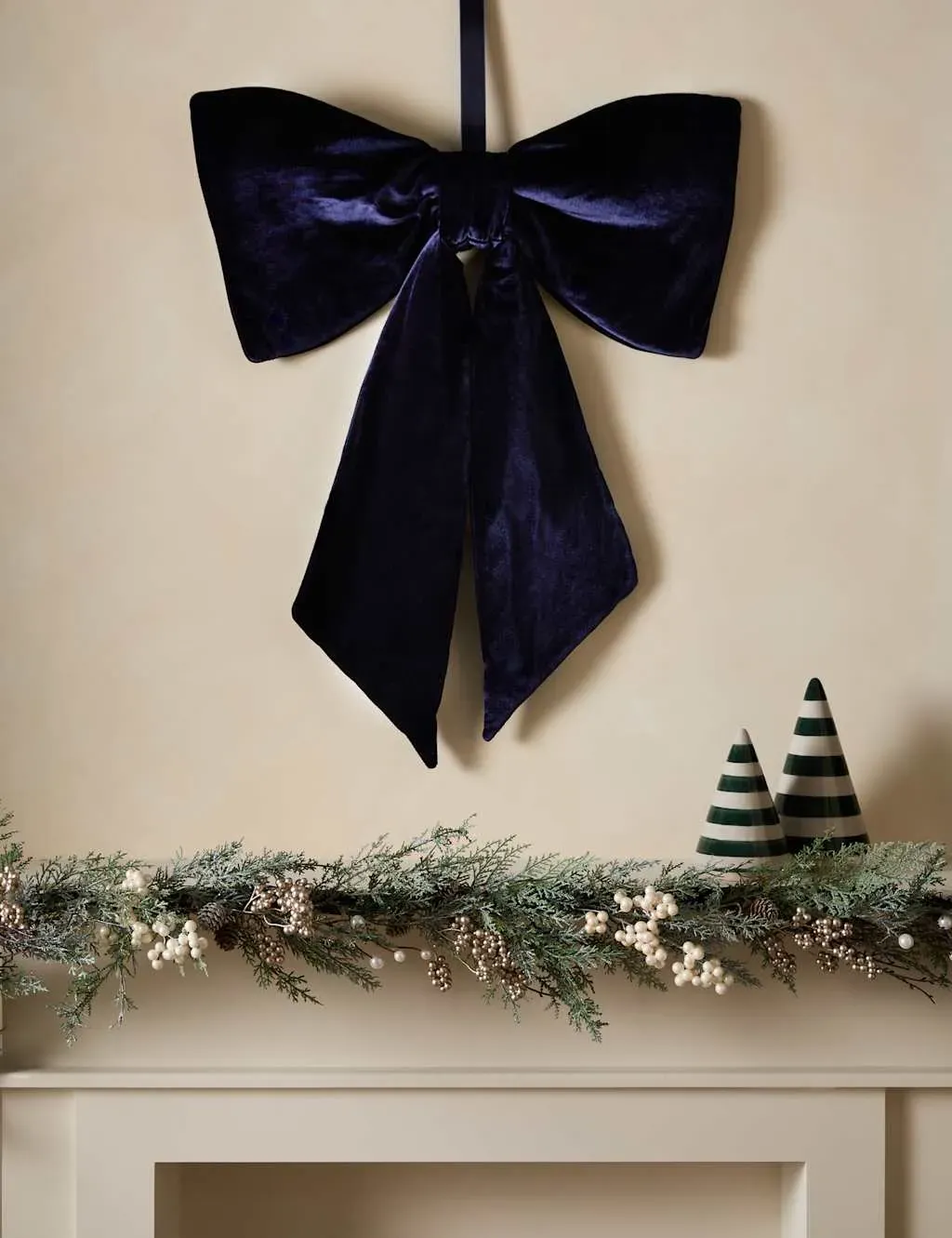 Extra Large Velvet Bow Decoration - Navy, Velvet