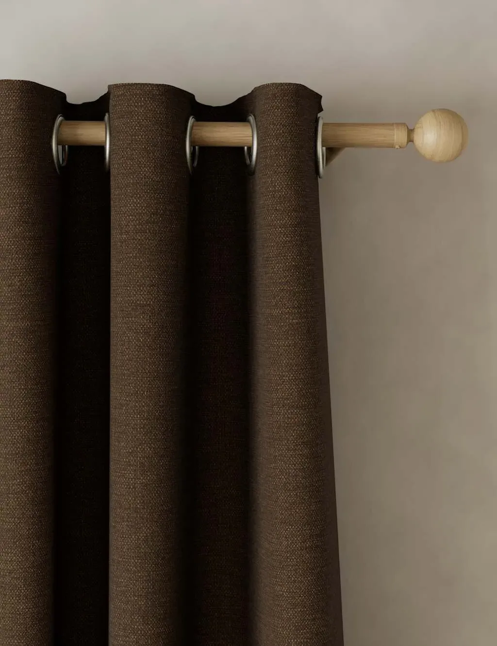 Eyelet Blackout Curtains - Chocolate, Brushed