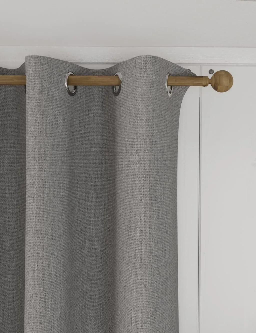 Eyelet Blackout Curtains - Light Grey, Woven