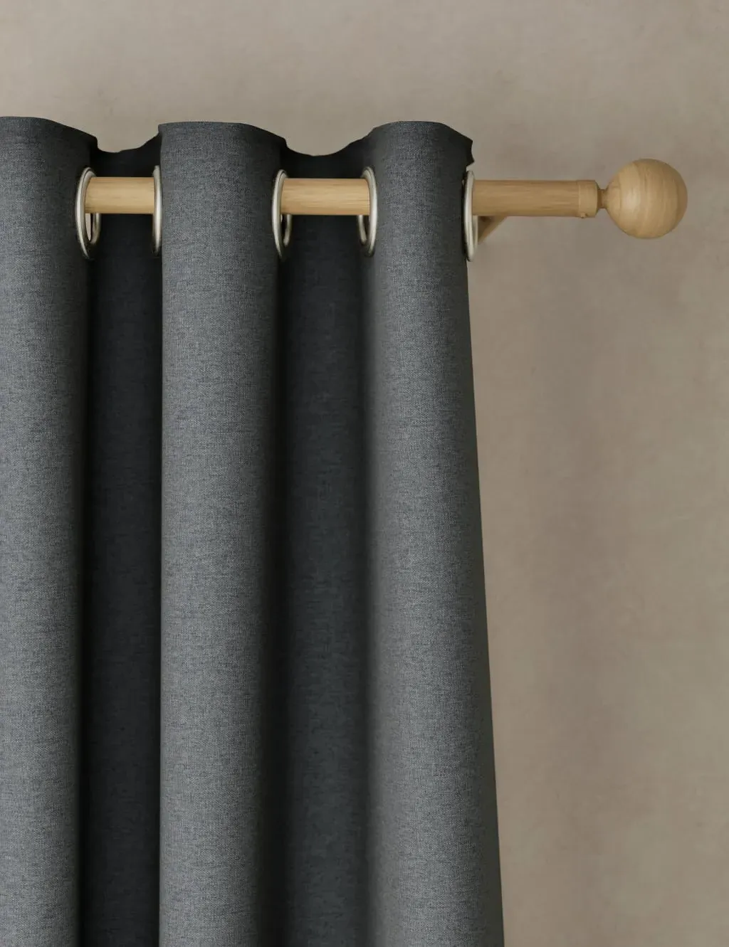 Eyelet Blackout Curtains with Thermal Lining - Charcoal Mix