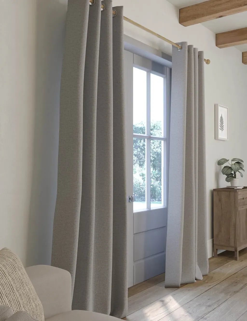 Eyelet Blackout Curtains with Thermal Lining - Light Grey image