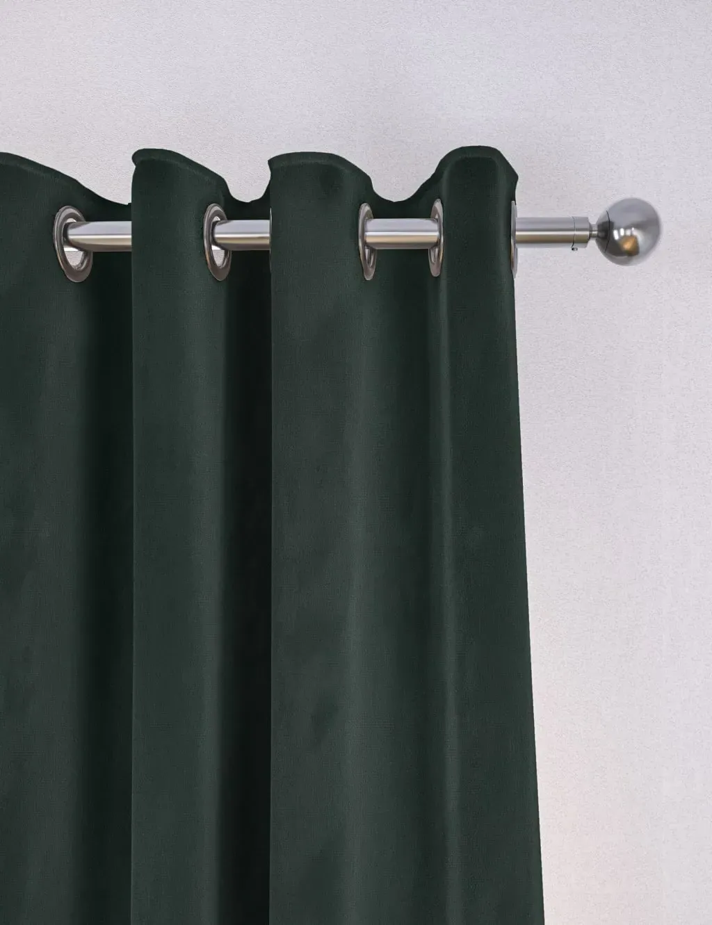 Eyelet Curtains with Thermal Lining - Forest Green, Velvet