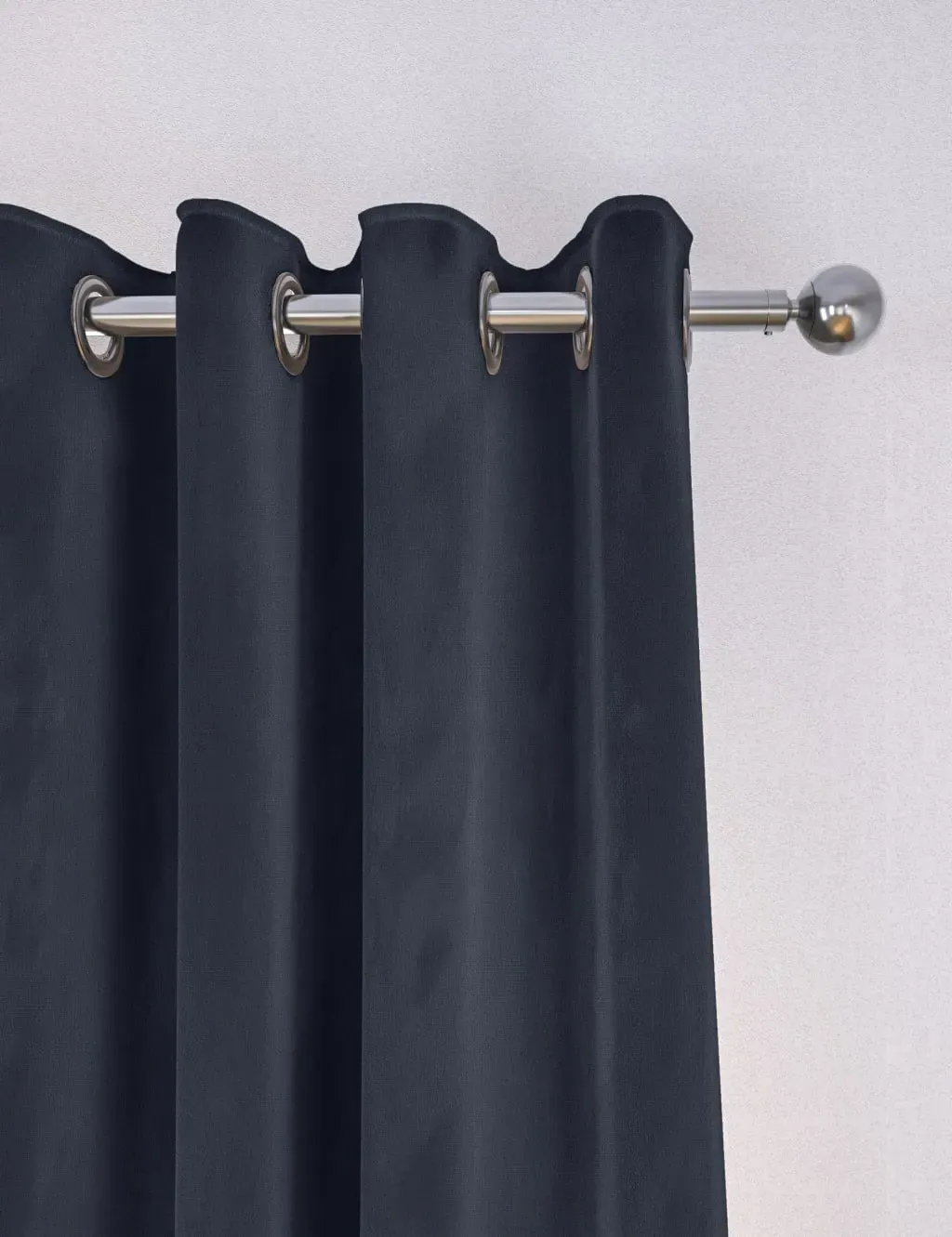 Eyelet Curtains with Thermal Lining - Navy, Velvet